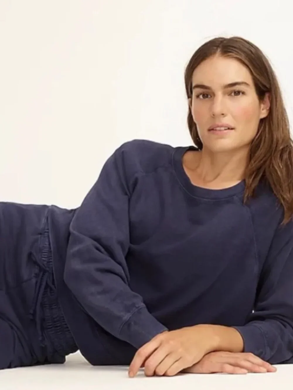 NWOT J. Crew Magic Rinse™ Sweatshirt & Wide-Leg Pants Set XS Navy